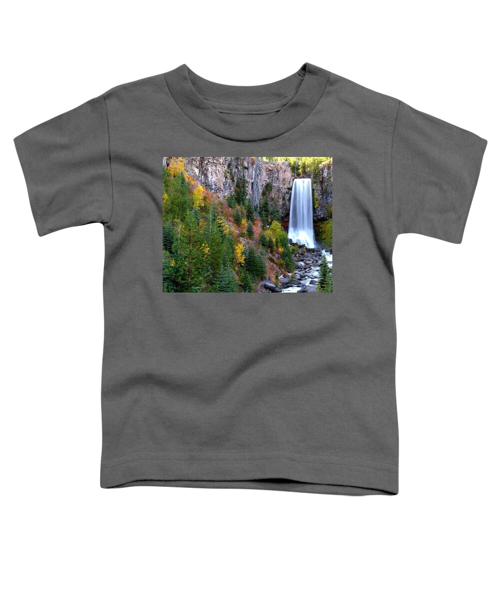 Fall Color Landscape Toddler T-Shirt featuring the photograph Autumn Colors Surround Tumalo Falls by Kevin Desrosiers