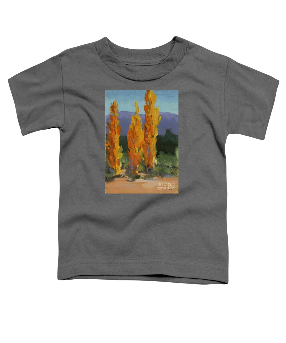 Rocky Mountains Toddler T-Shirt featuring the painting Walking the Wash In Sante Fe by Maria Hunt