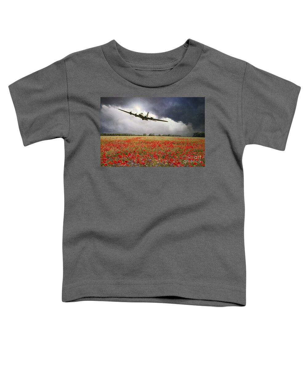 B-17 Flying Fortress Toddler T-Shirt featuring the digital art B-17 Poppy Pride by Airpower Art