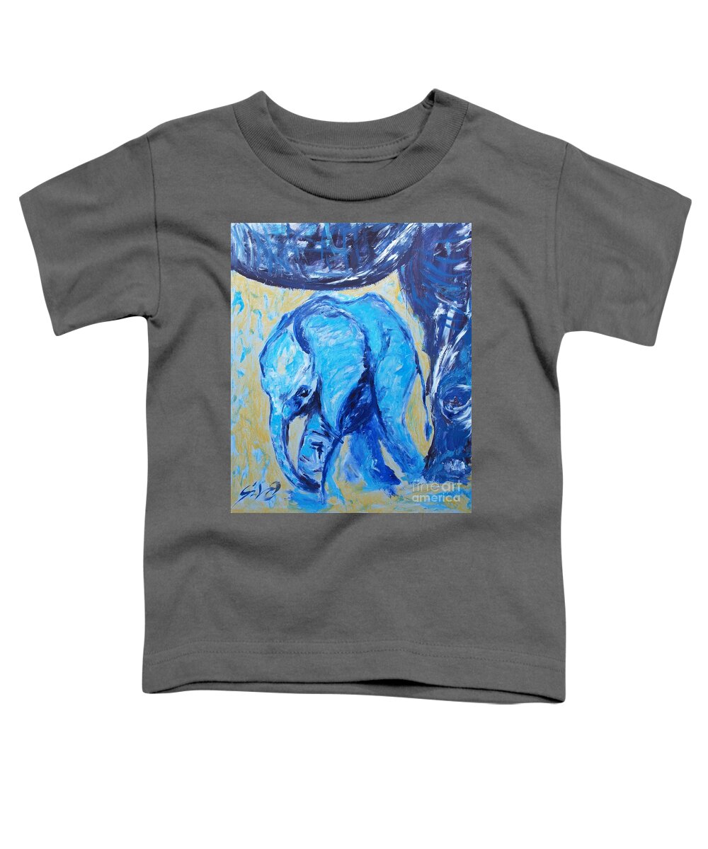 Elephant Toddler T-Shirt featuring the painting Baby Elephant by Lidija Ivanek - SiLa