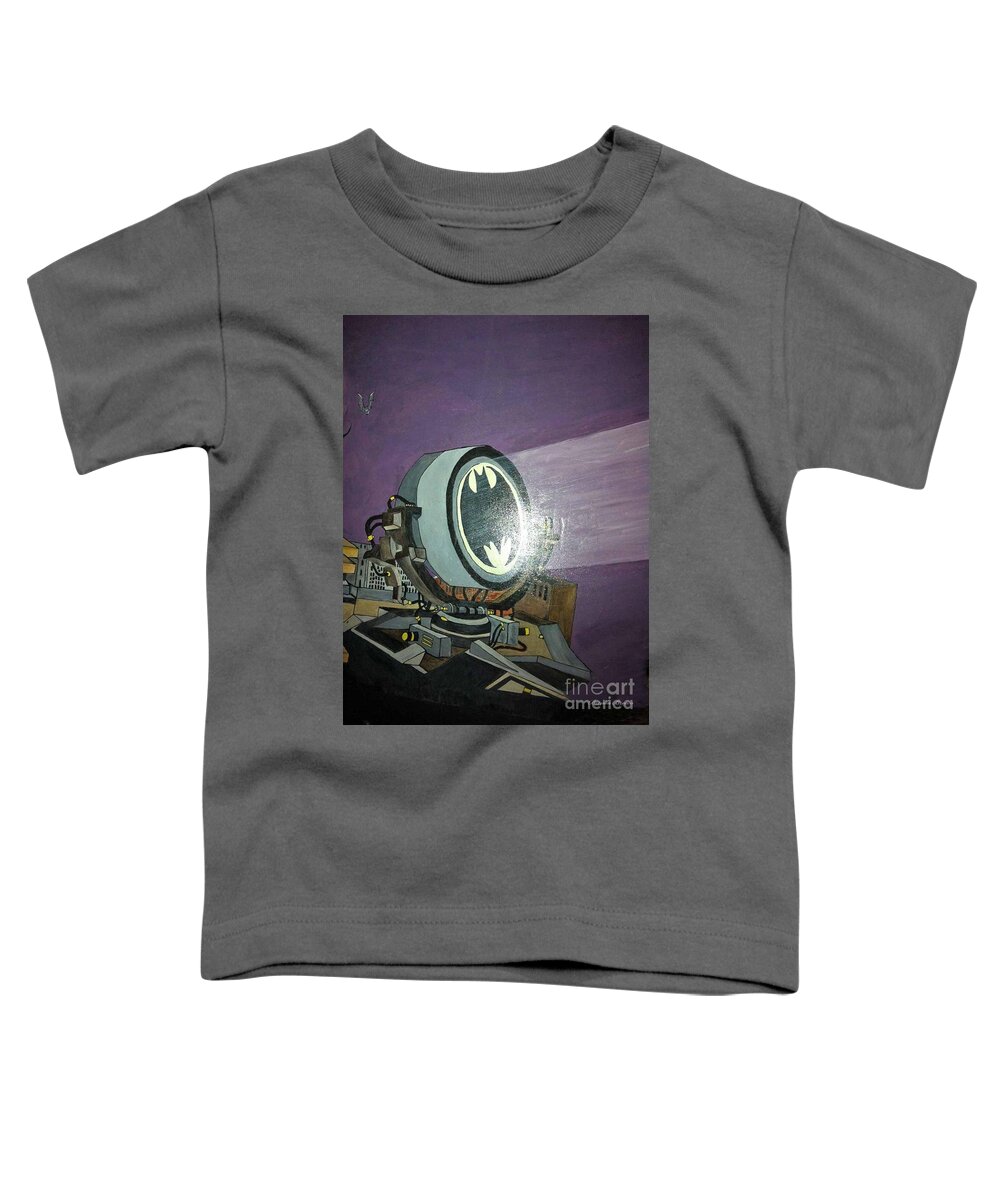 Moon Toddler T-Shirt featuring the painting Batman Beam by Brenda Brown