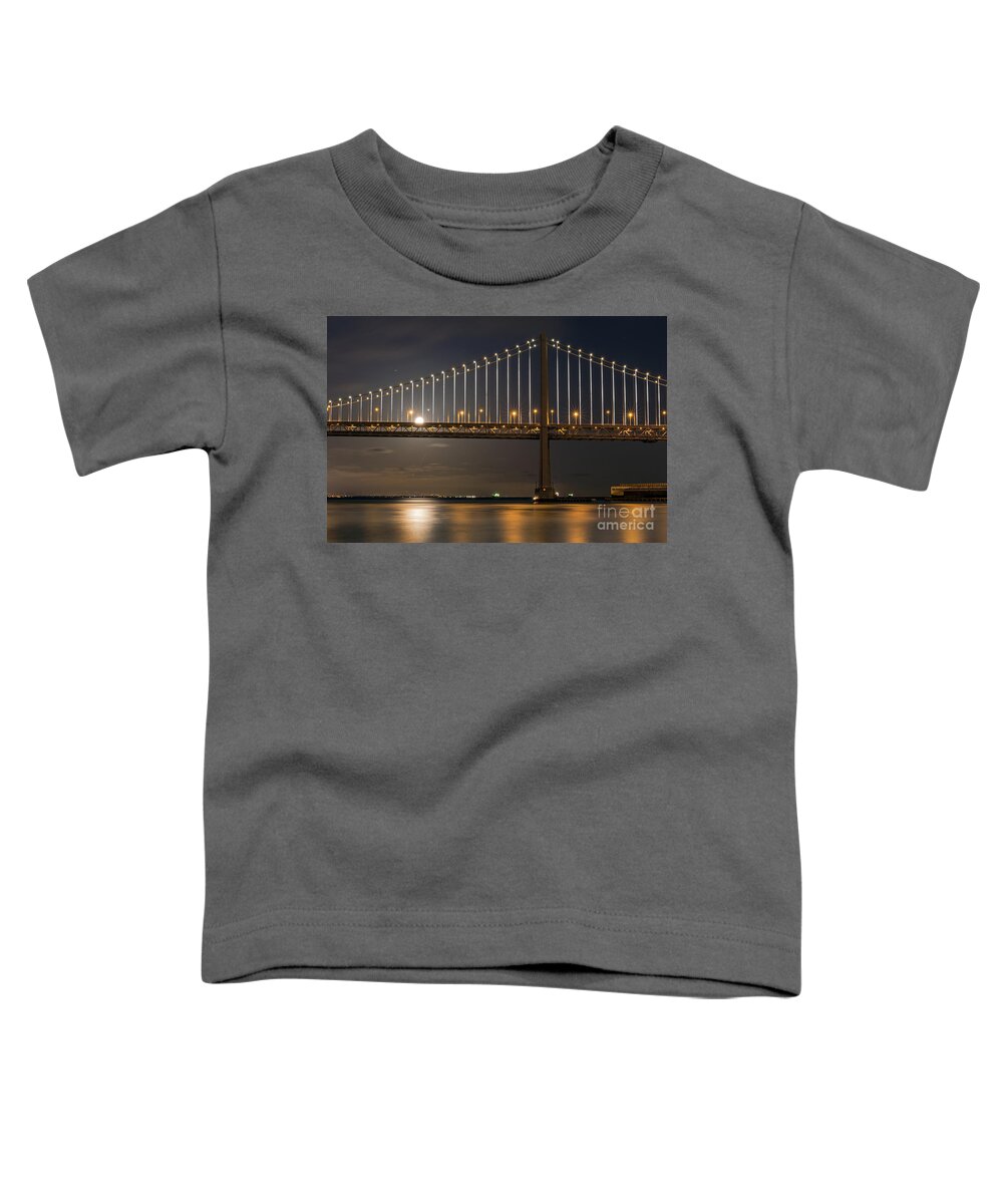 Bay Bridge Toddler T-Shirt featuring the photograph Bay Bridge Moon Rising by Kate Brown