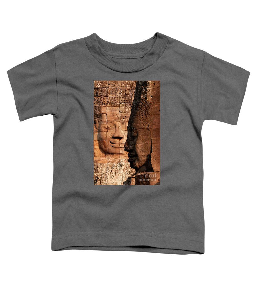 Cambodia Toddler T-Shirt featuring the photograph Bayon Faces 02 by Rick Piper Photography