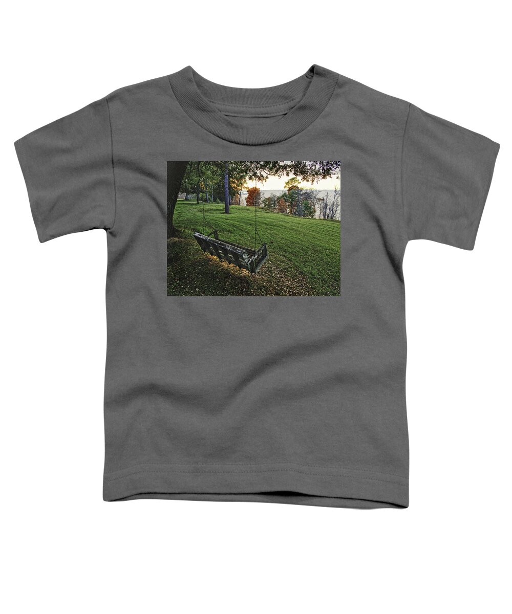 Palm Toddler T-Shirt featuring the digital art Bayview Swing on a August Day by Michael Thomas