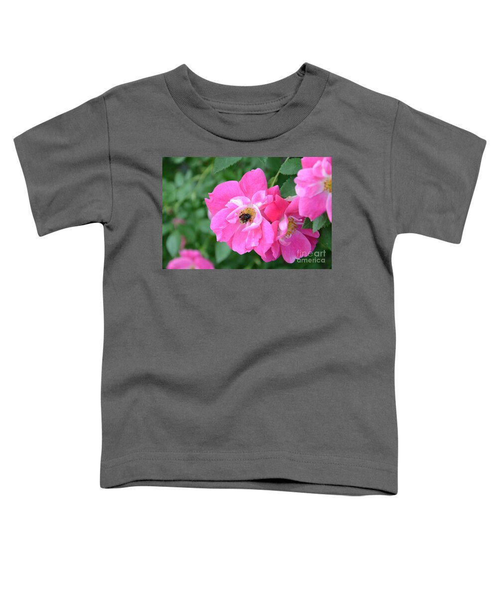 Bee Toddler T-Shirt featuring the photograph Bee Rosy by Laurel Best