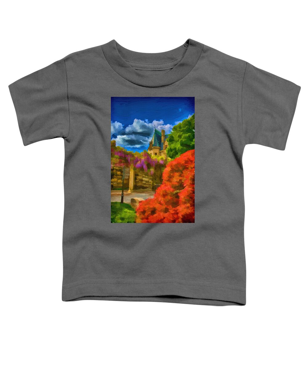 Biltmore House Toddler T-Shirt featuring the painting Behind the Biltmore by John Haldane