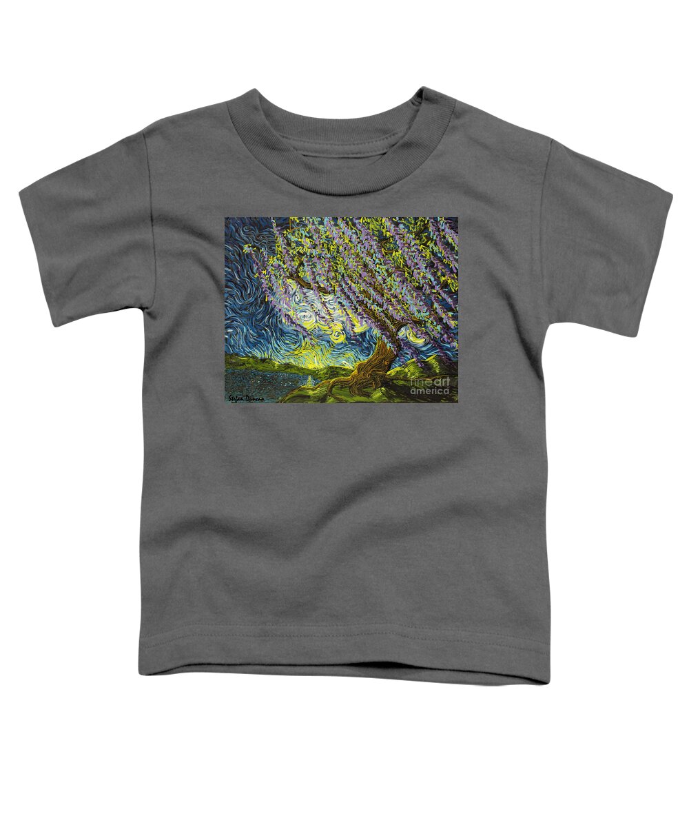 Squiggleism Toddler T-Shirt featuring the painting Beneath The Willow by Stefan Duncan