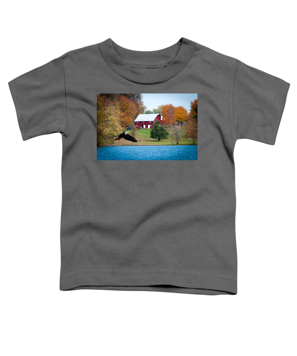 Big Red Barn Toddler T-Shirt featuring the photograph Big Red Barn Eagle Rocky Fork by Randall Branham