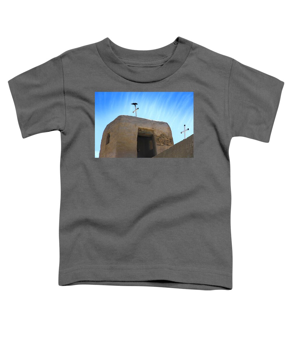Acoma Pueblo Toddler T-Shirt featuring the photograph Black Bird on Duty by Mike McGlothlen