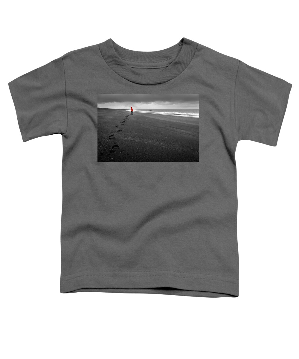 Atlantic Toddler T-Shirt featuring the photograph Black sand by Alexey Stiop
