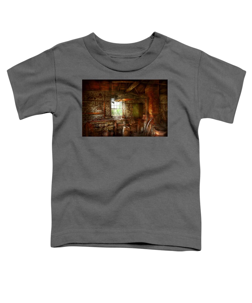 Self Toddler T-Shirt featuring the photograph Blacksmith - Breathing life into metal by Mike Savad