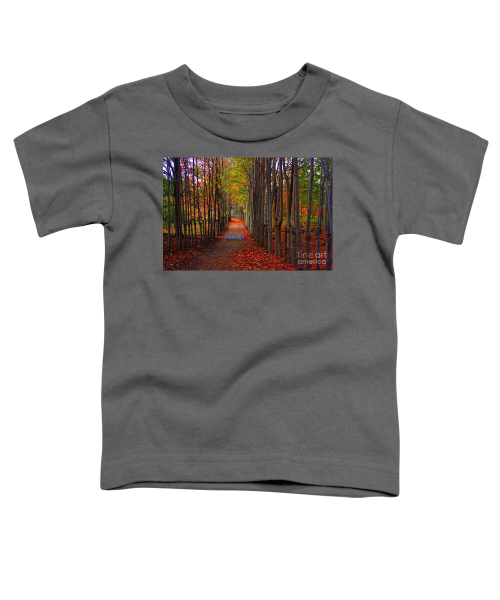 Marcia Lee Jones Toddler T-Shirt featuring the photograph Blanket of Red Leaves by Marcia Lee Jones