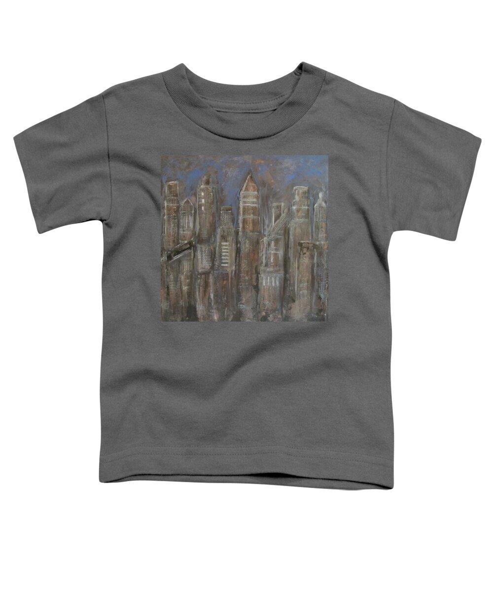 Abstract Toddler T-Shirt featuring the painting Blue Night 1 by Anita Burgermeister