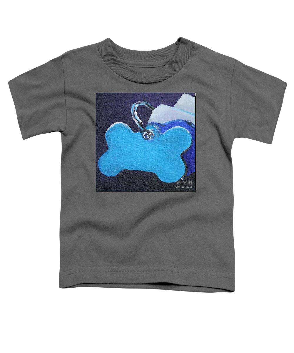 Dog Tags Toddler T-Shirt featuring the painting Blue Tags by Susan Herber