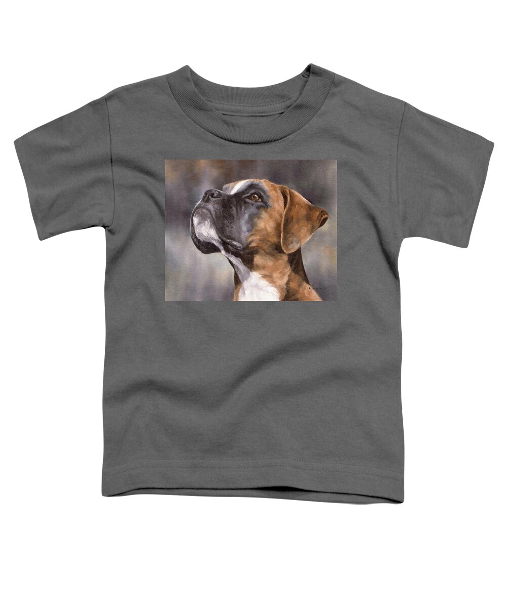 Boxer Toddler T-Shirt featuring the painting Boxer Painting by Rachel Stribbling