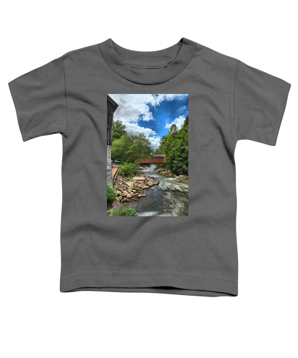 Slippery Rock Creek Toddler T-Shirt featuring the photograph Bridging Slippery Rock Creek by Adam Jewell
