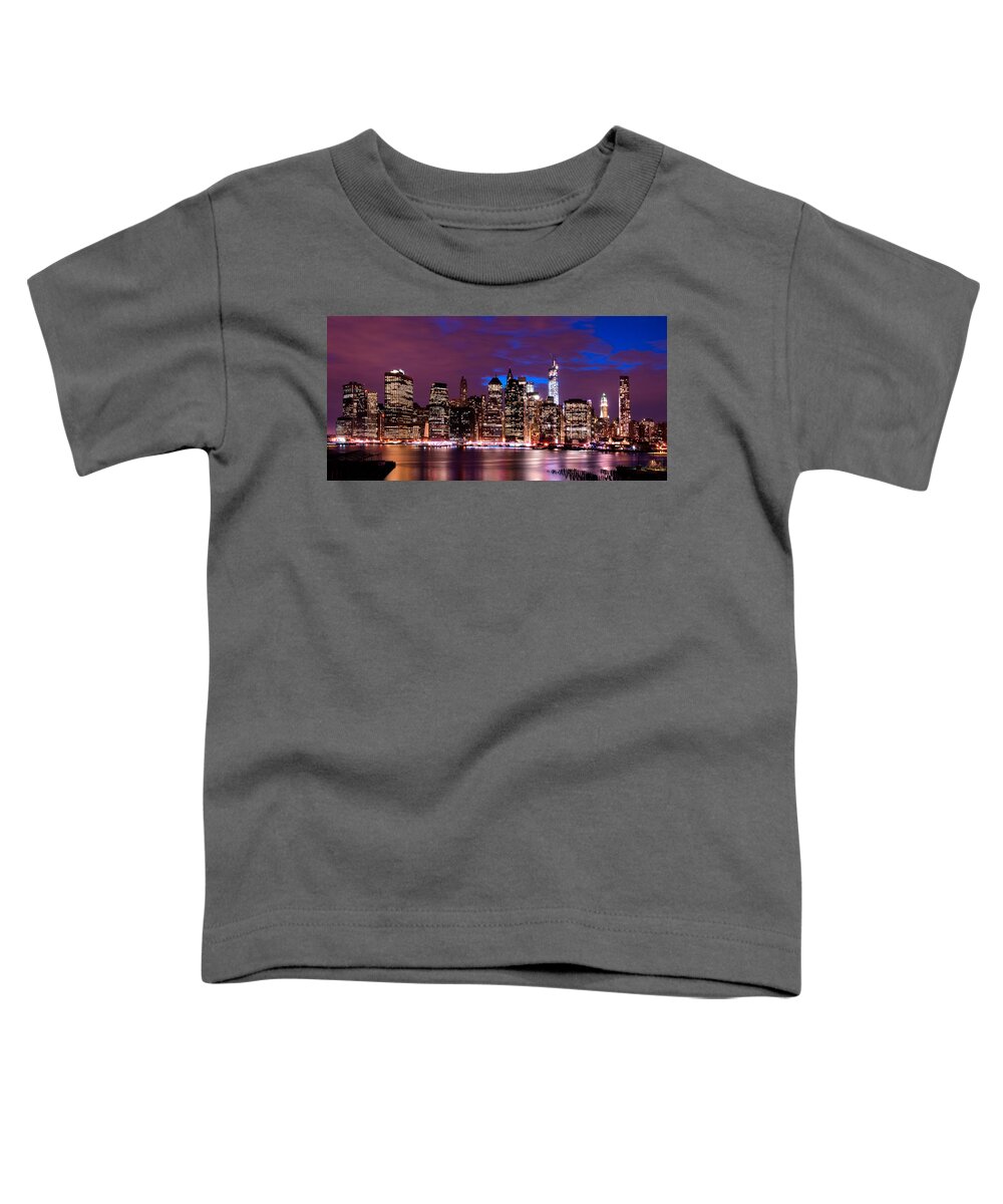 Amazing Brooklyn Bridge Photos Toddler T-Shirt featuring the photograph Brooklyn Height Promenade View of the NYC Skyline by Mitchell R Grosky