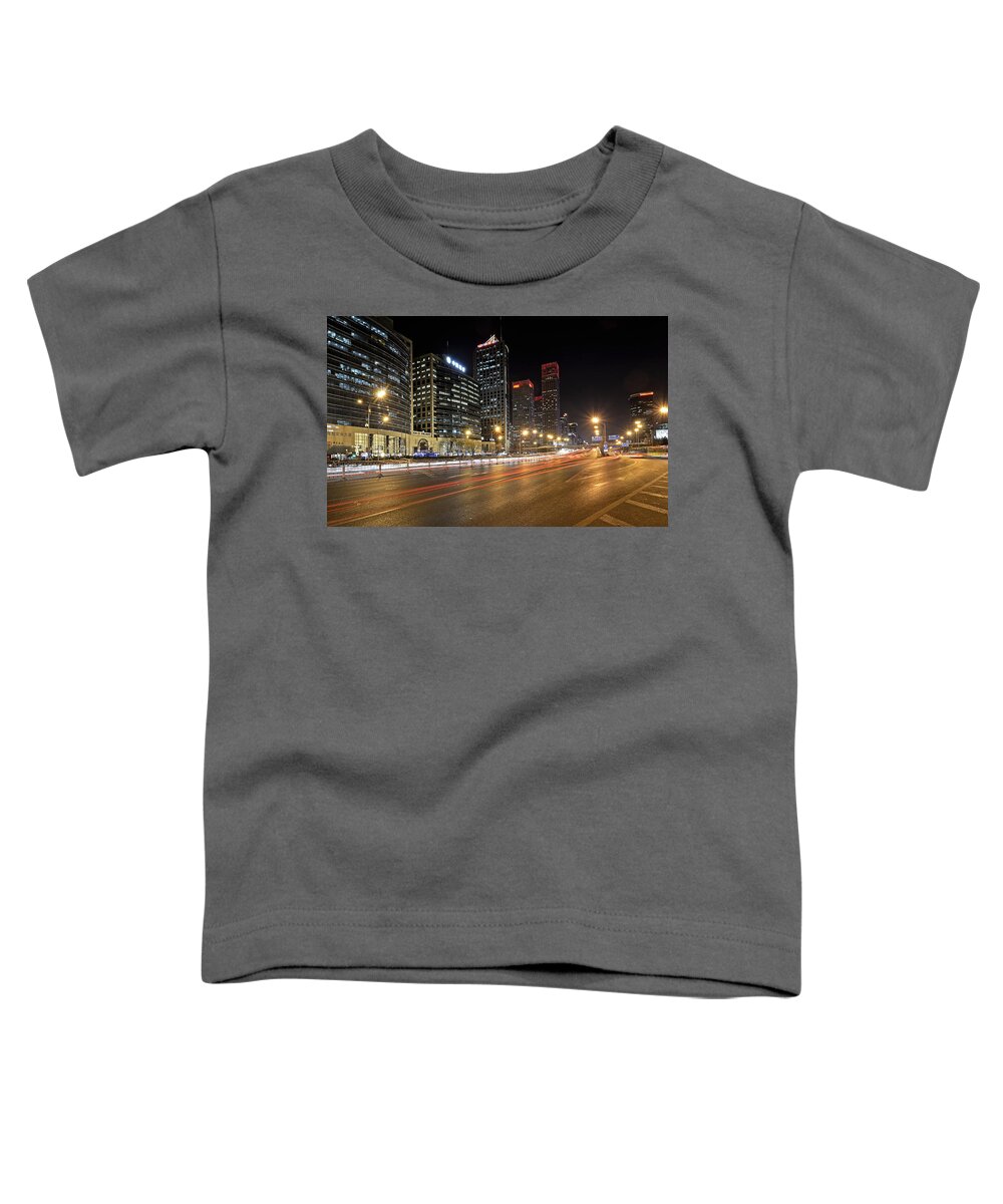 central Business District Toddler T-Shirt featuring the photograph Busy Beijing Night - Central Business District by Brendan Reals