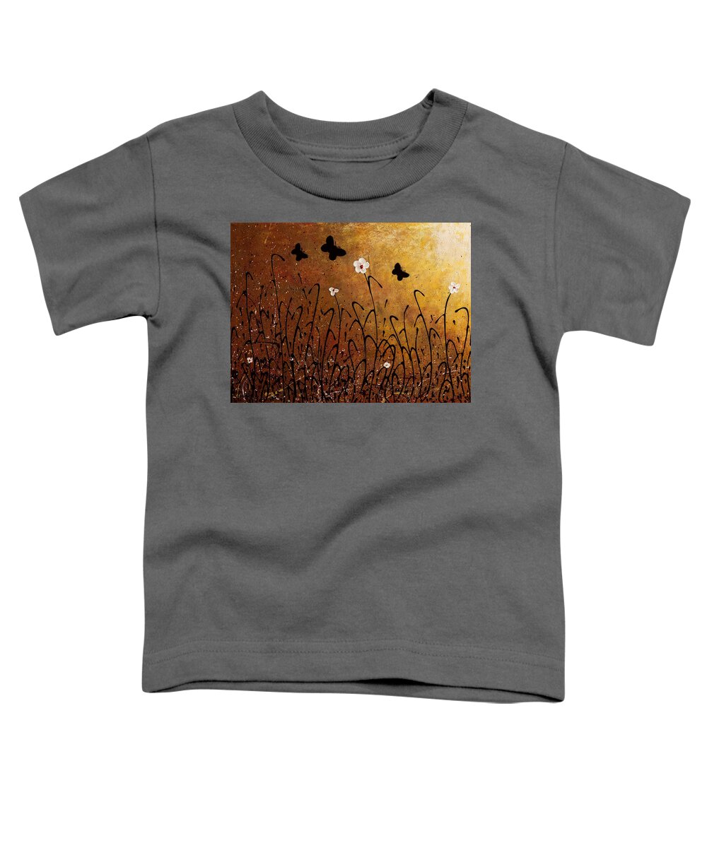 Abstract Art Toddler T-Shirt featuring the painting Butterflies Landscape by Carmen Guedez