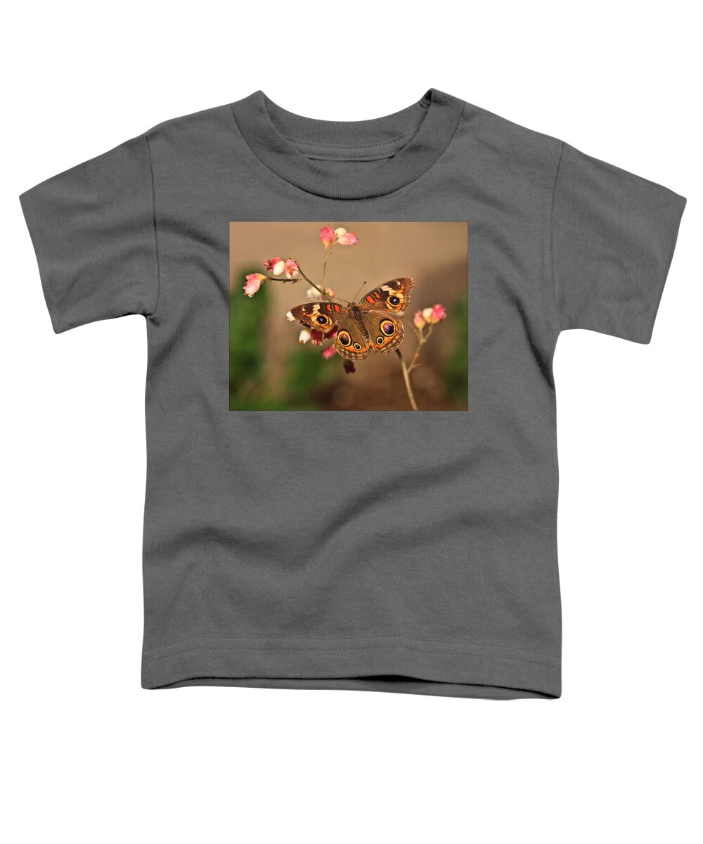 Butterfly Toddler T-Shirt featuring the photograph Butterfly On Pink by Beth Sargent