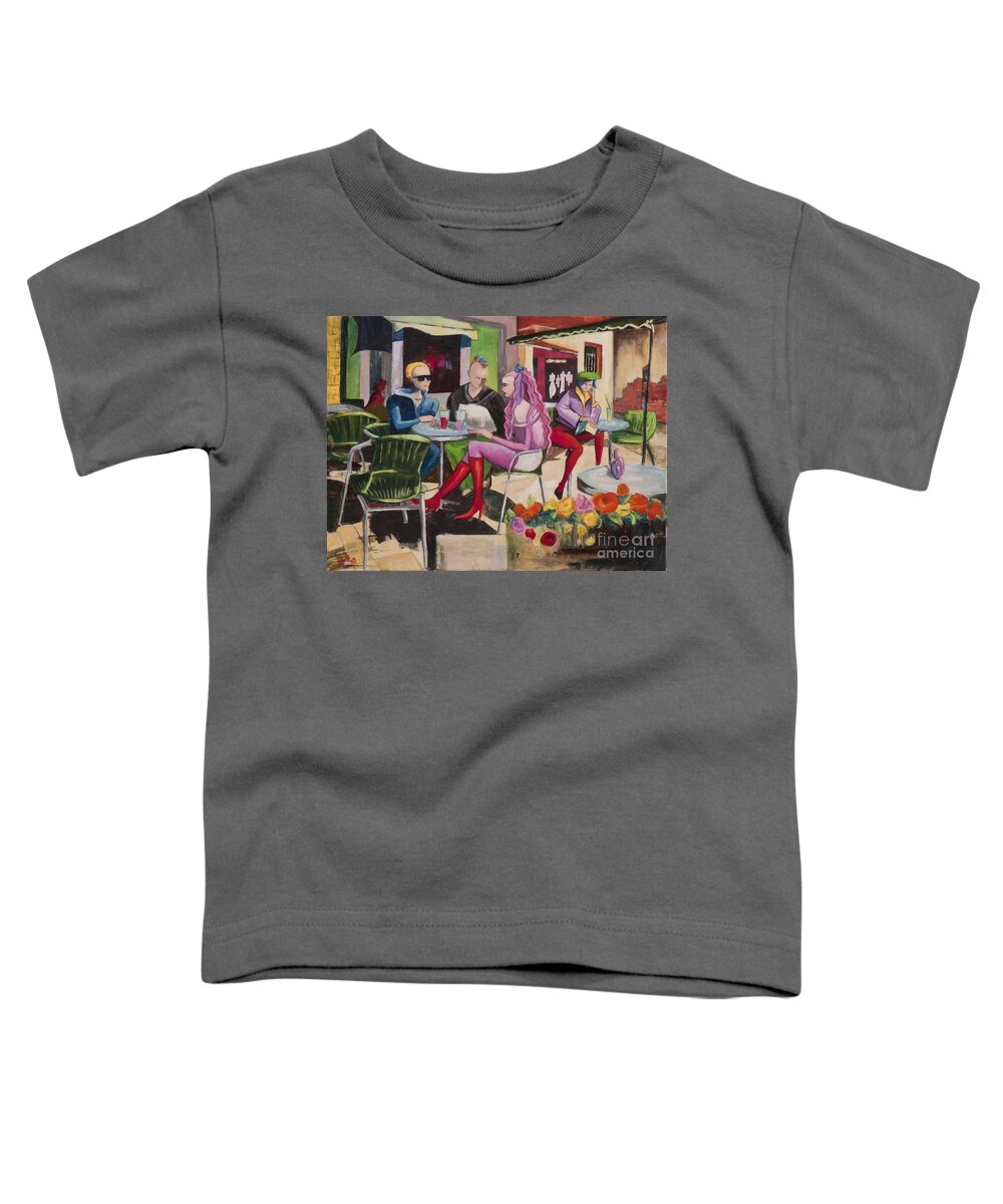 Fauvism Toddler T-Shirt featuring the painting Cafe Marseille by Elisabeta Hermann