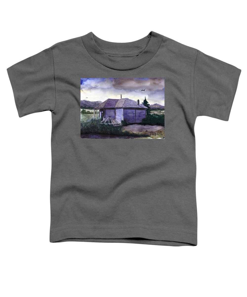 Schoolhouse Toddler T-Shirt featuring the painting Camp Creek School Watercolor by Chriss Pagani