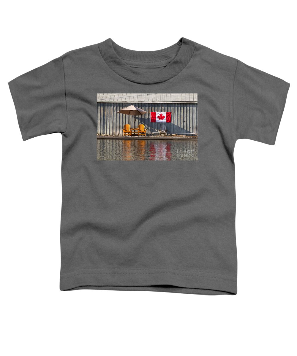 Chair Toddler T-Shirt featuring the photograph Canada Day in Muskoka by Les Palenik