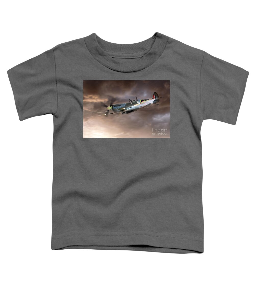 Supermarine Spitfire Toddler T-Shirt featuring the digital art Cannons Blazing by Airpower Art