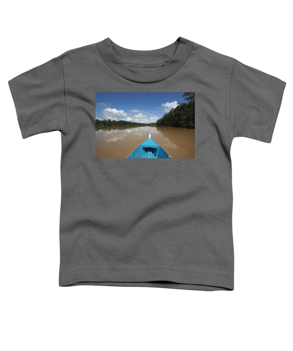 Feb0514 Toddler T-Shirt featuring the photograph Canoeing On Kinabatangan River Sabah by Hiroya Minakuchi