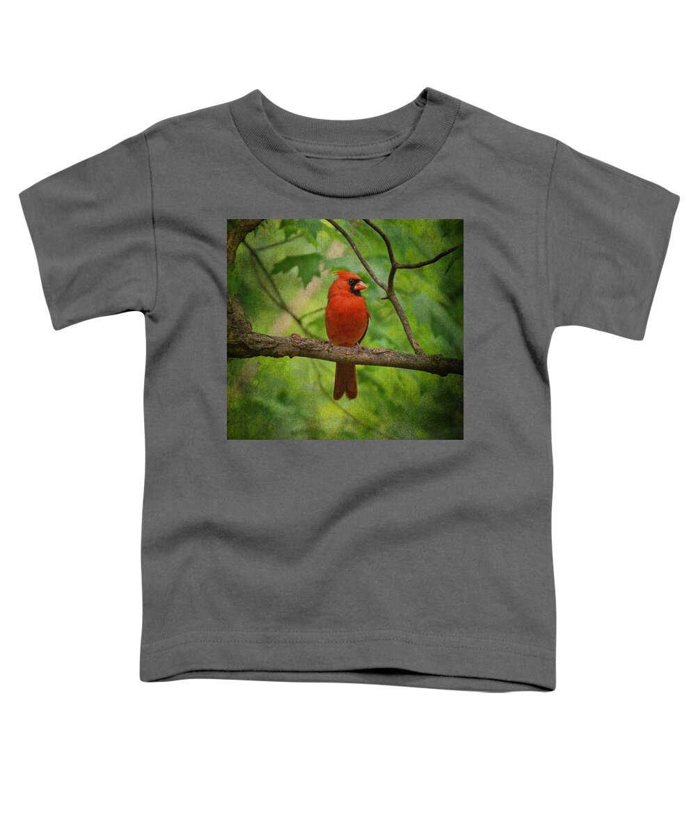 Cardinal Toddler T-Shirt featuring the photograph Cardinal in Spring by Sandy Keeton
