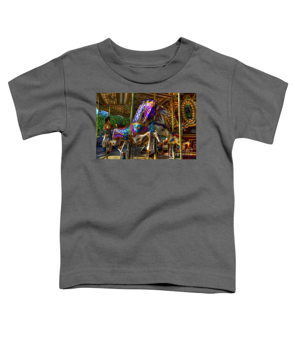 Carousel Toddler T-Shirt featuring the photograph Carousel Beauties Ready To Ride by Bob Christopher