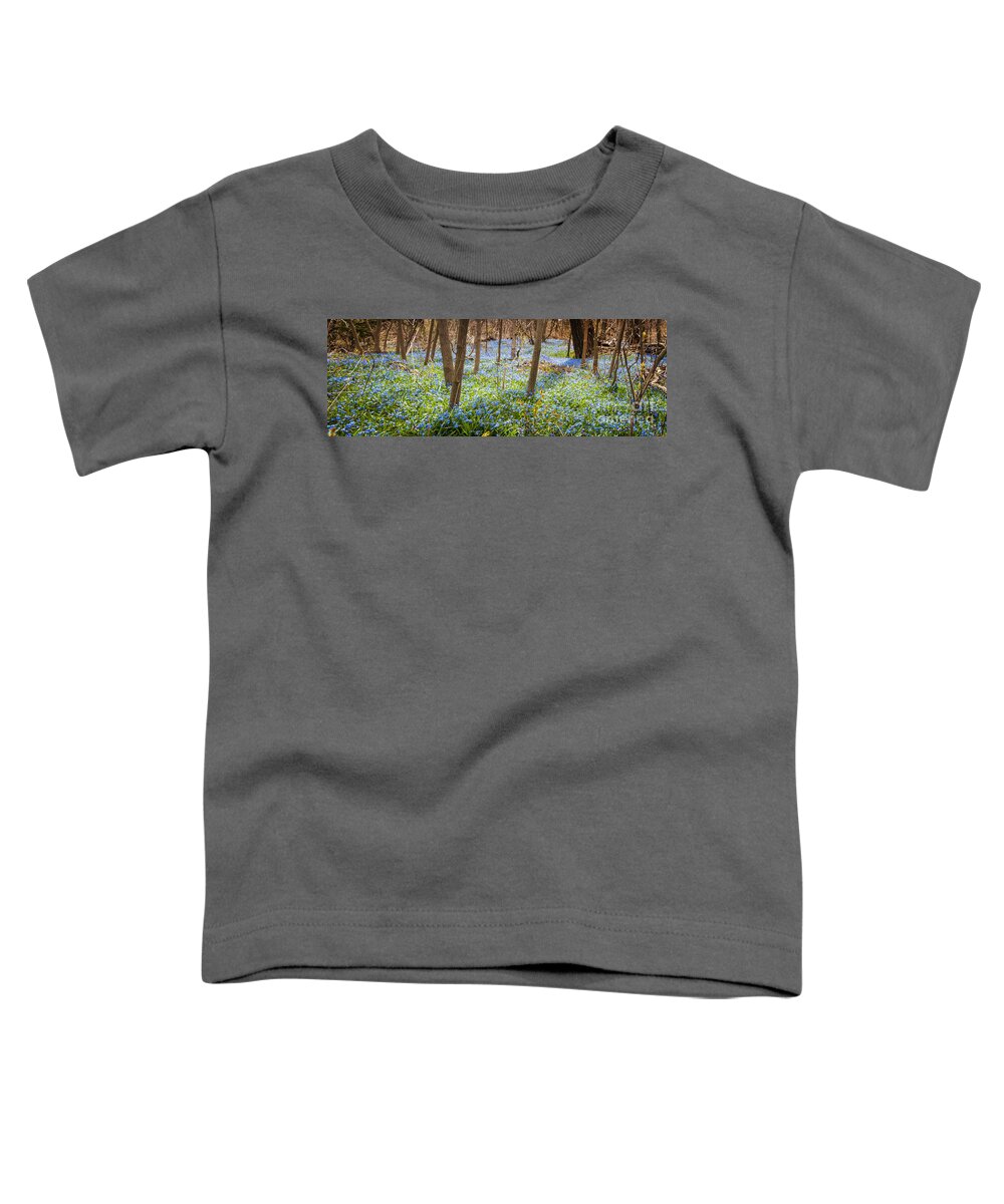 Flowers Toddler T-Shirt featuring the photograph Carpet of blue flowers in spring forest 3 by Elena Elisseeva
