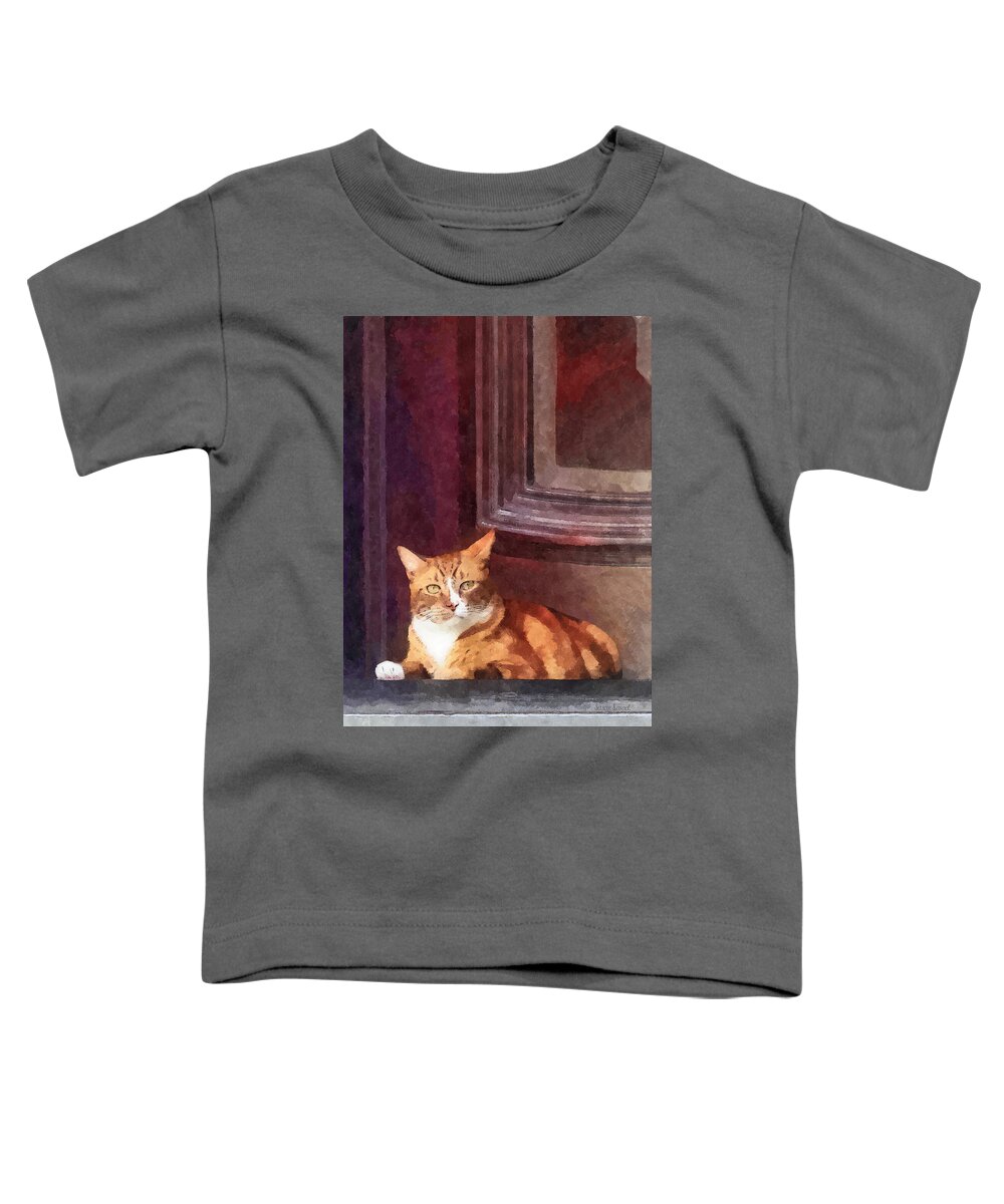 Cat Toddler T-Shirt featuring the photograph Cats - Orange Tabby in Doorway by Susan Savad