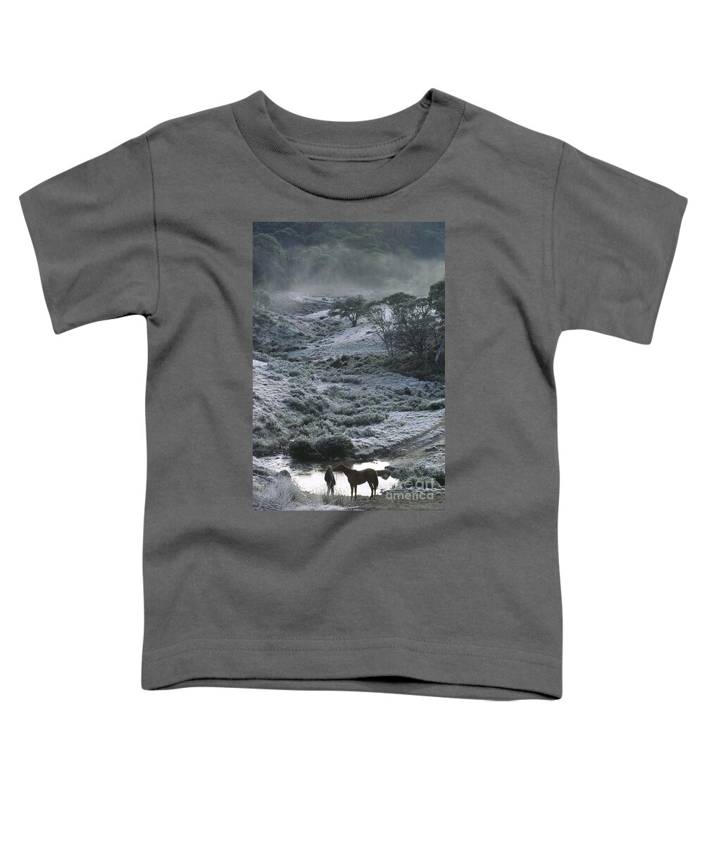 Cattleman Toddler T-Shirt featuring the photograph Cattleman With Horse by Jean-Marc La-Roque