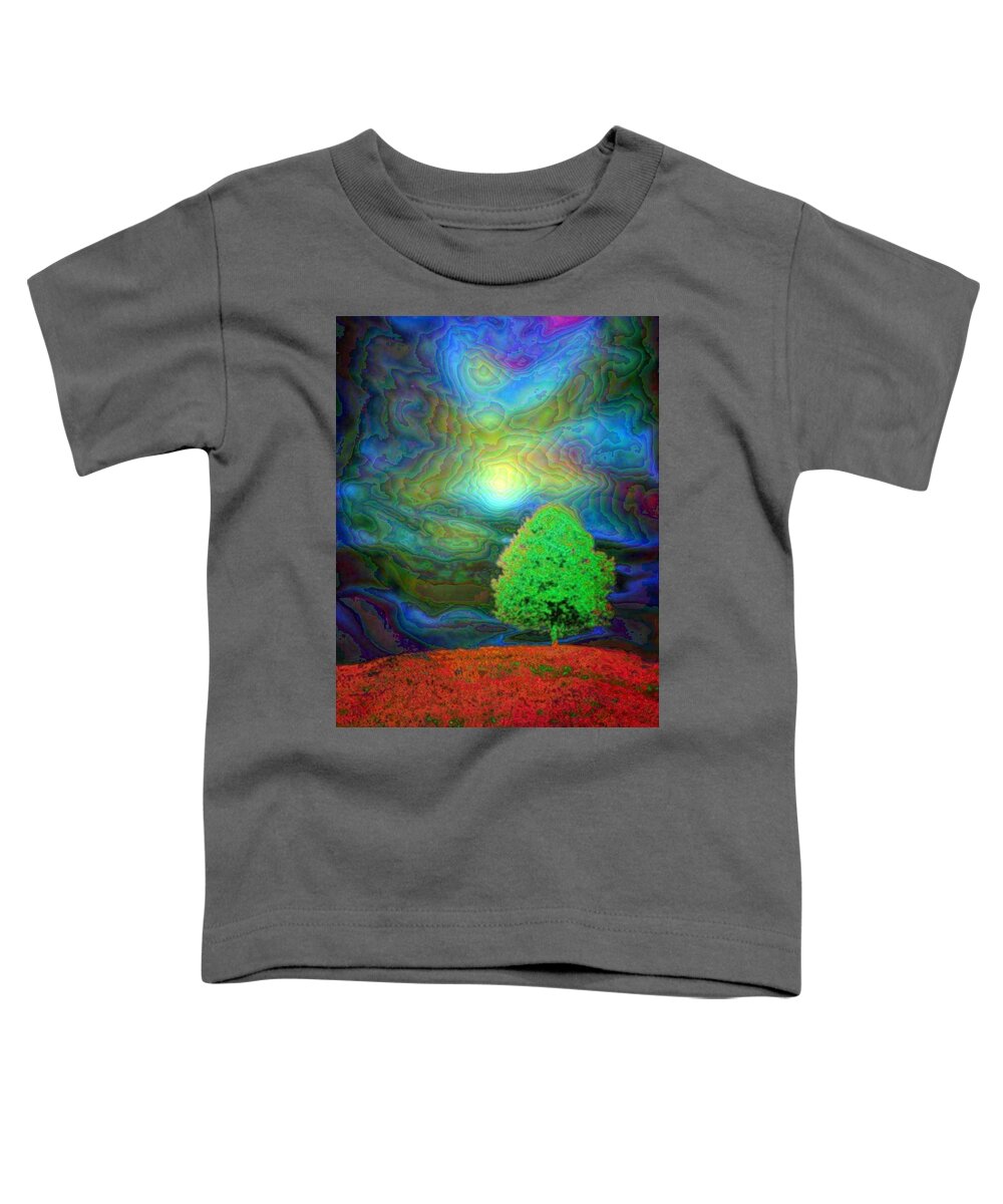 Tree Toddler T-Shirt featuring the painting Change of seasons - Summer night in Enamel by Lilia D