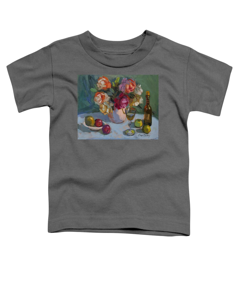 Roses Toddler T-Shirt featuring the painting Chardonnay and Roses by Diane McClary