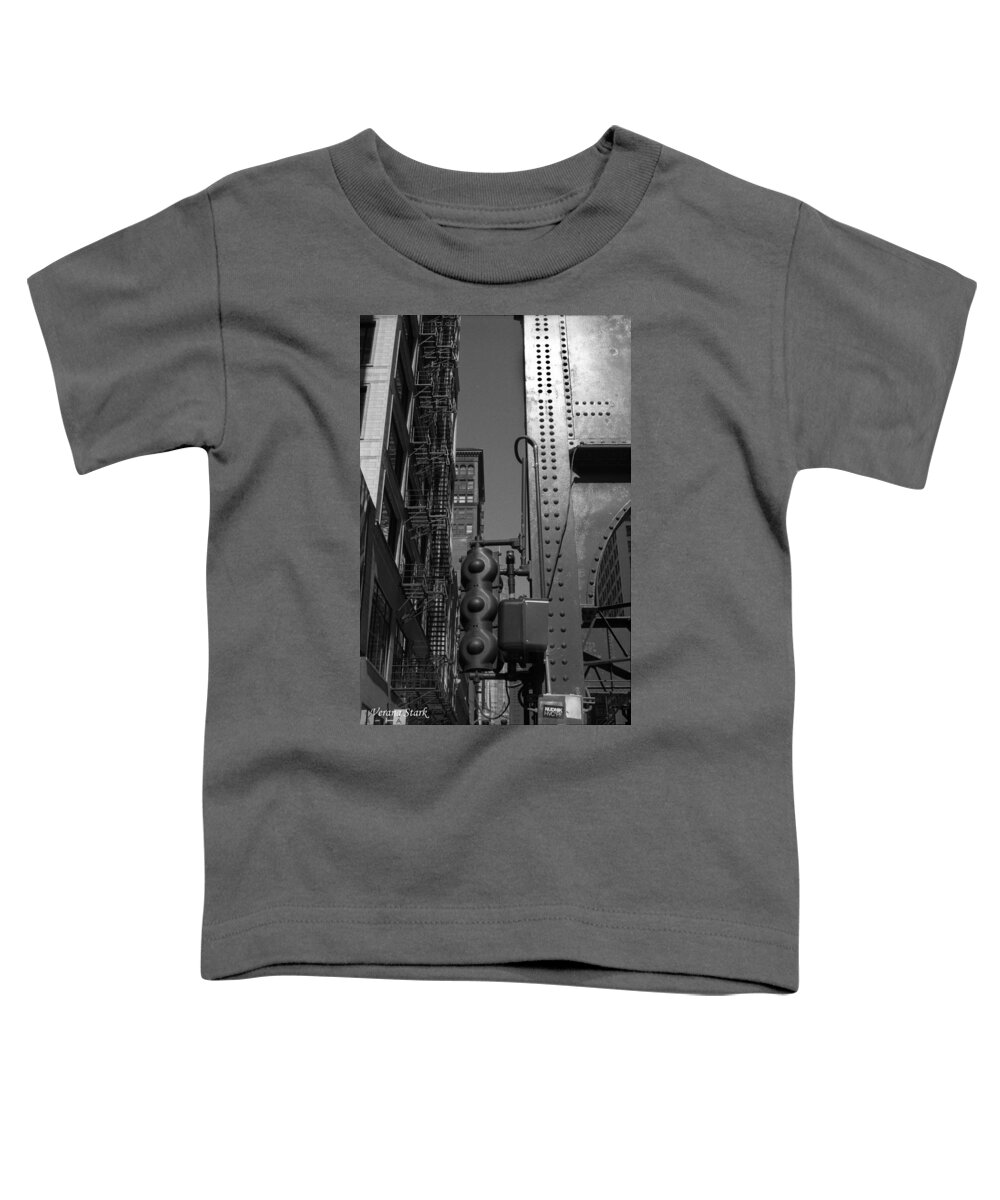 Black & White Film Toddler T-Shirt featuring the photograph Chicago My Favorite City 4 by Verana Stark