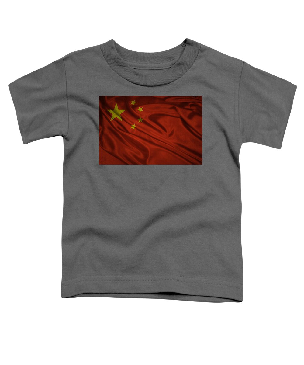Texture Toddler T-Shirt featuring the digital art Chinese flag waving on canvas by Eti Reid