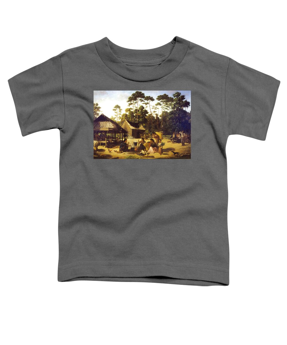 George Catlin Toddler T-Shirt featuring the digital art Choctaw Village by George Catlin