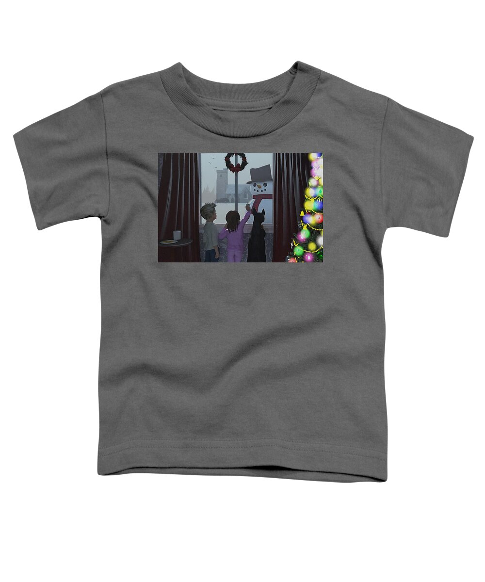 Winter Toddler T-Shirt featuring the digital art Christmas Morning Greeting by Ken Morris