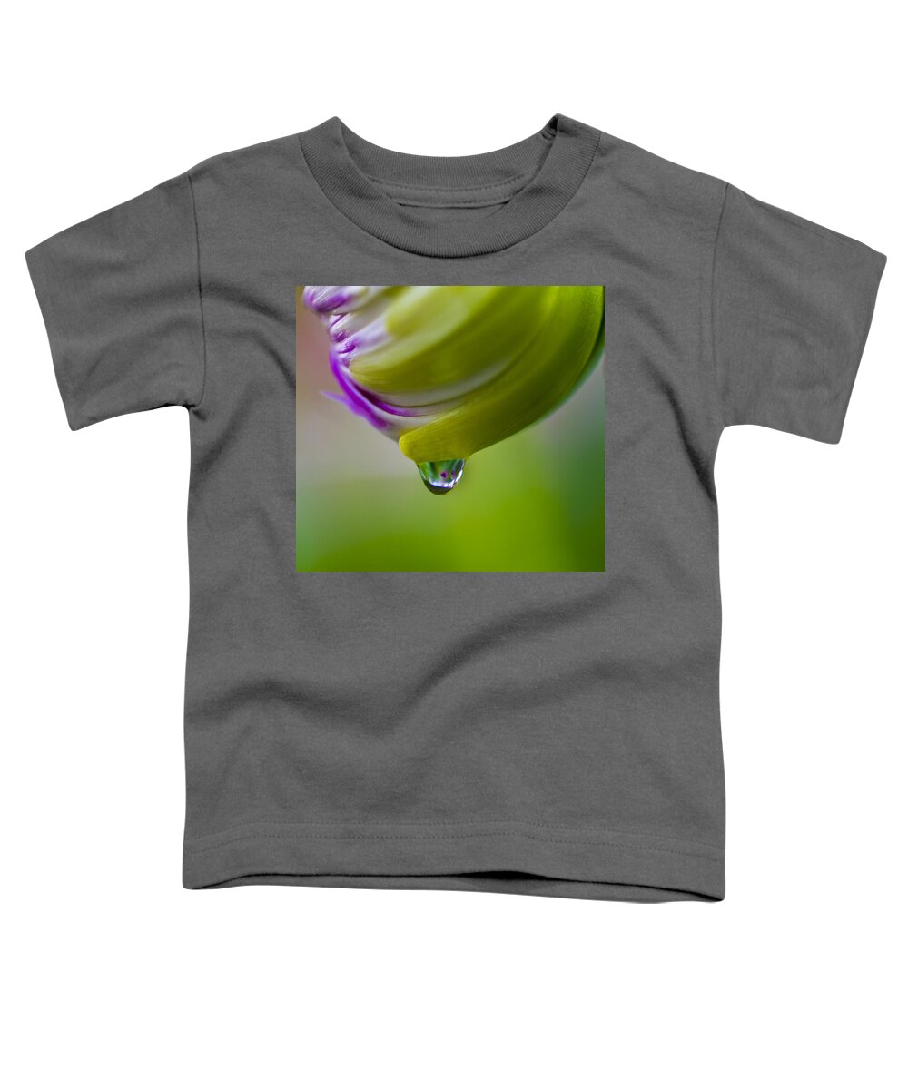 Print Toddler T-Shirt featuring the photograph Raindrop Bud by Diane Fifield