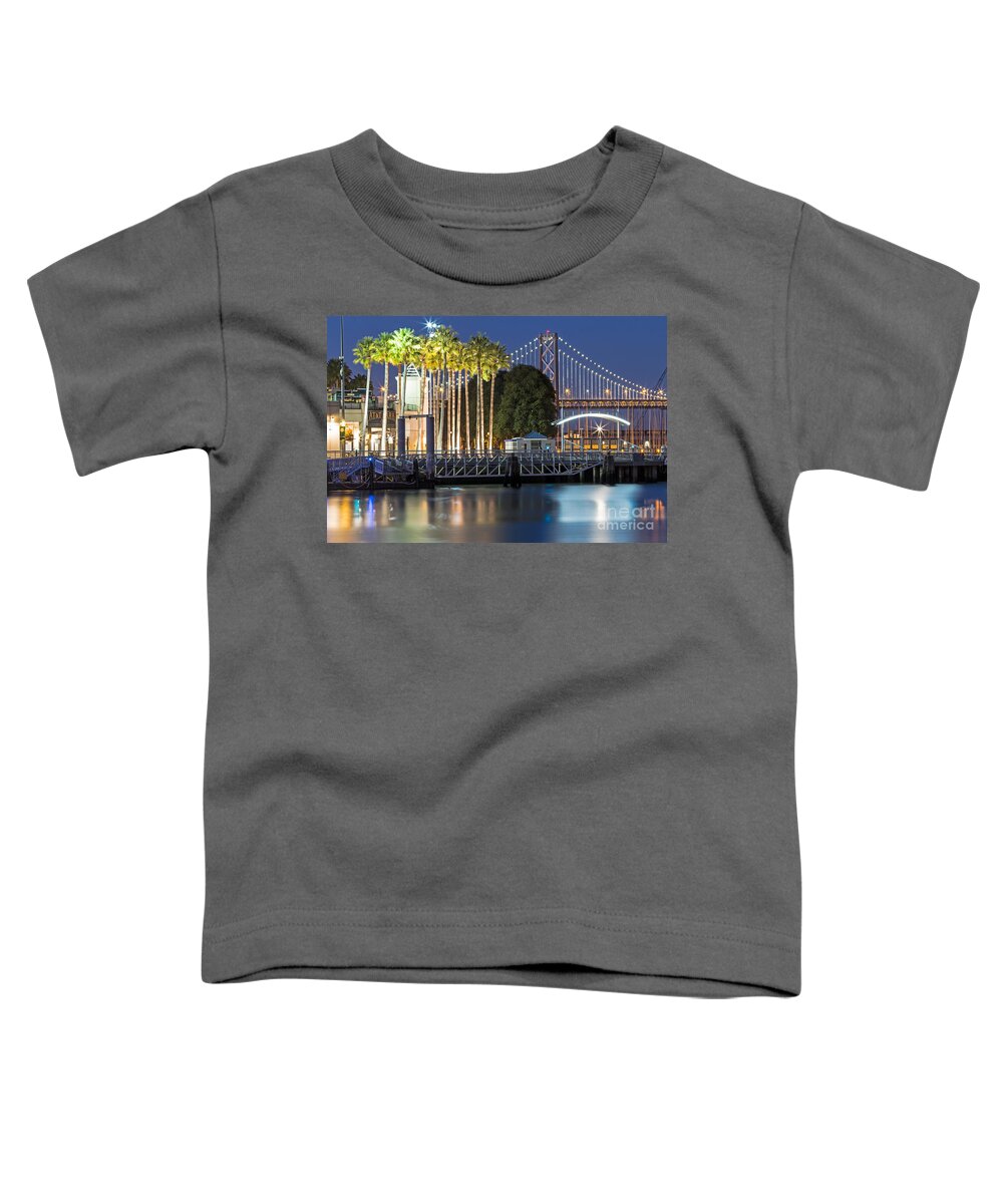 At&t Park Toddler T-Shirt featuring the photograph City Lights on Mission Bay by Kate Brown