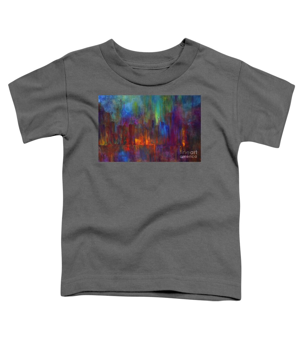 City Toddler T-Shirt featuring the painting City Nights by Claire Bull