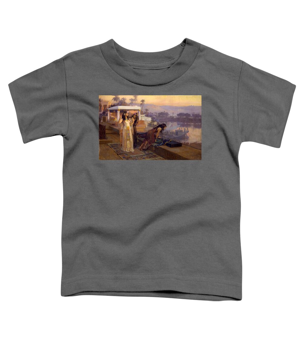 Frederick Arthur Bridgman Toddler T-Shirt featuring the painting Cleopatra on the Terraces of Philae by Frederick Arthur Bridgman