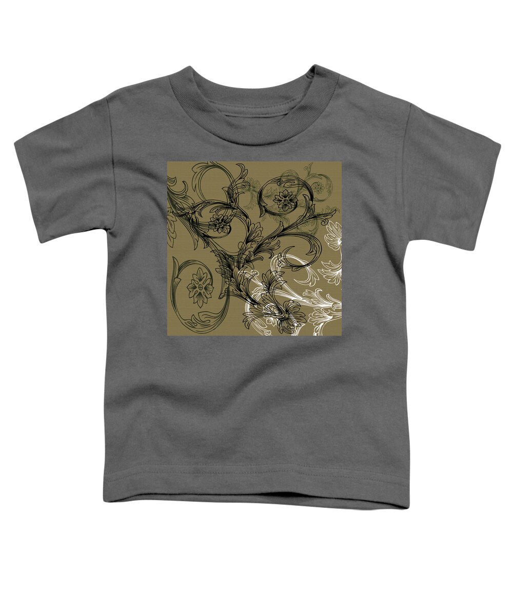 Flowers Toddler T-Shirt featuring the digital art Coffee Flowers 3 Olive by Angelina Tamez
