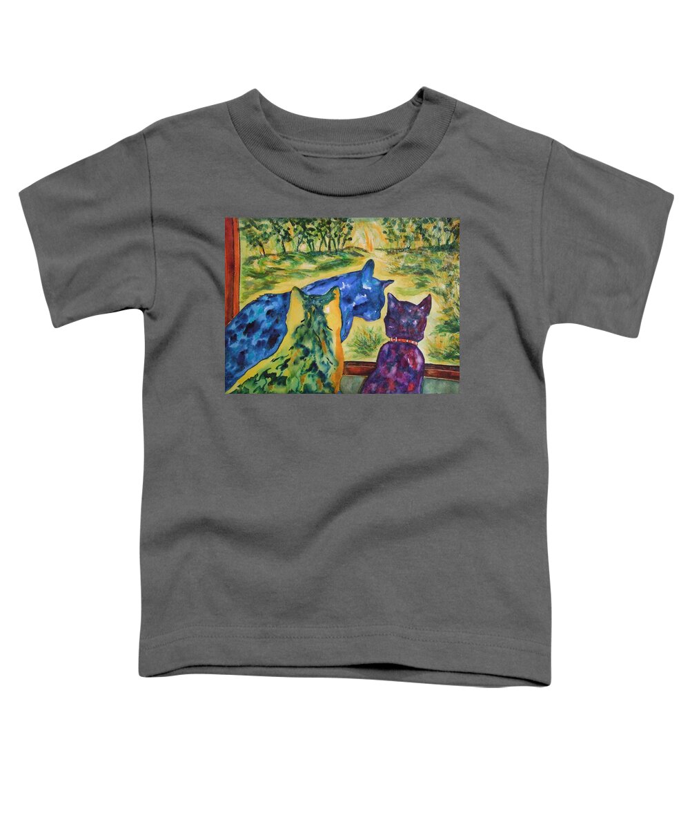 Cats Toddler T-Shirt featuring the painting Companions by Kim Shuckhart Gunns