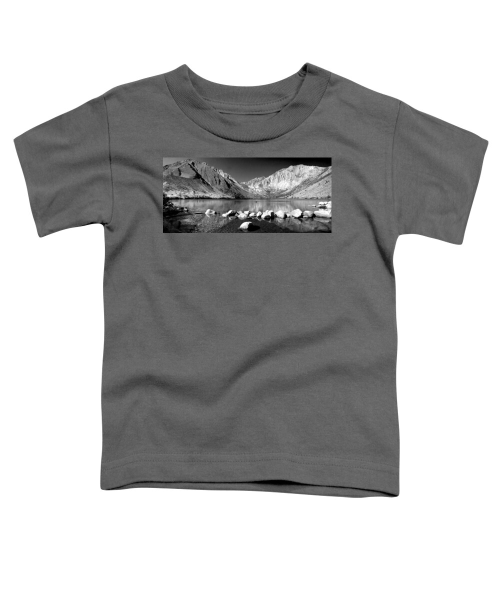 High Sierras Toddler T-Shirt featuring the photograph Convict Lake Pano in Black and White by Lynn Bauer