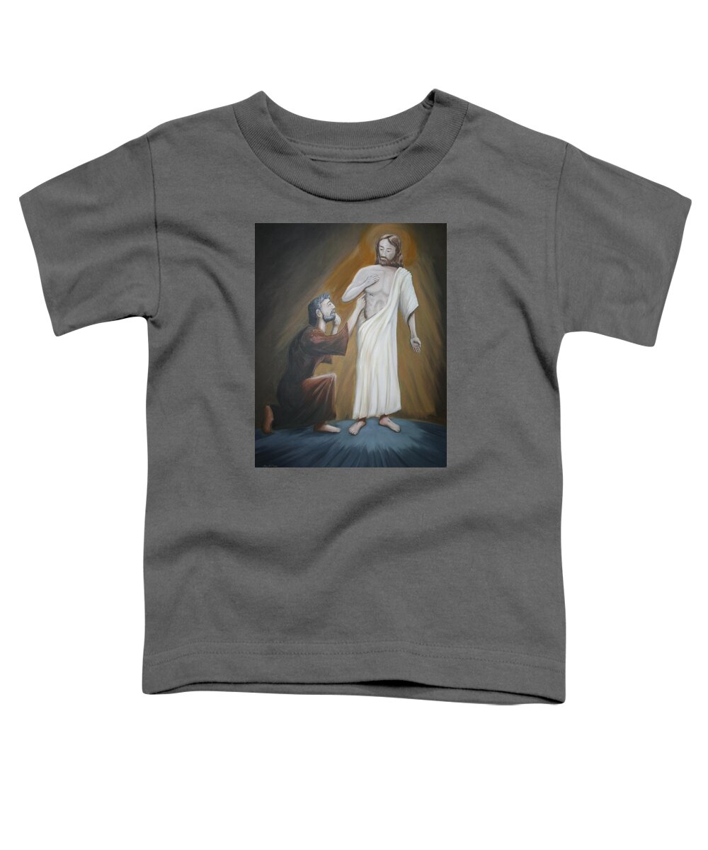 Spiritual Toddler T-Shirt featuring the painting Convincing Thomas by Stacy C Bottoms