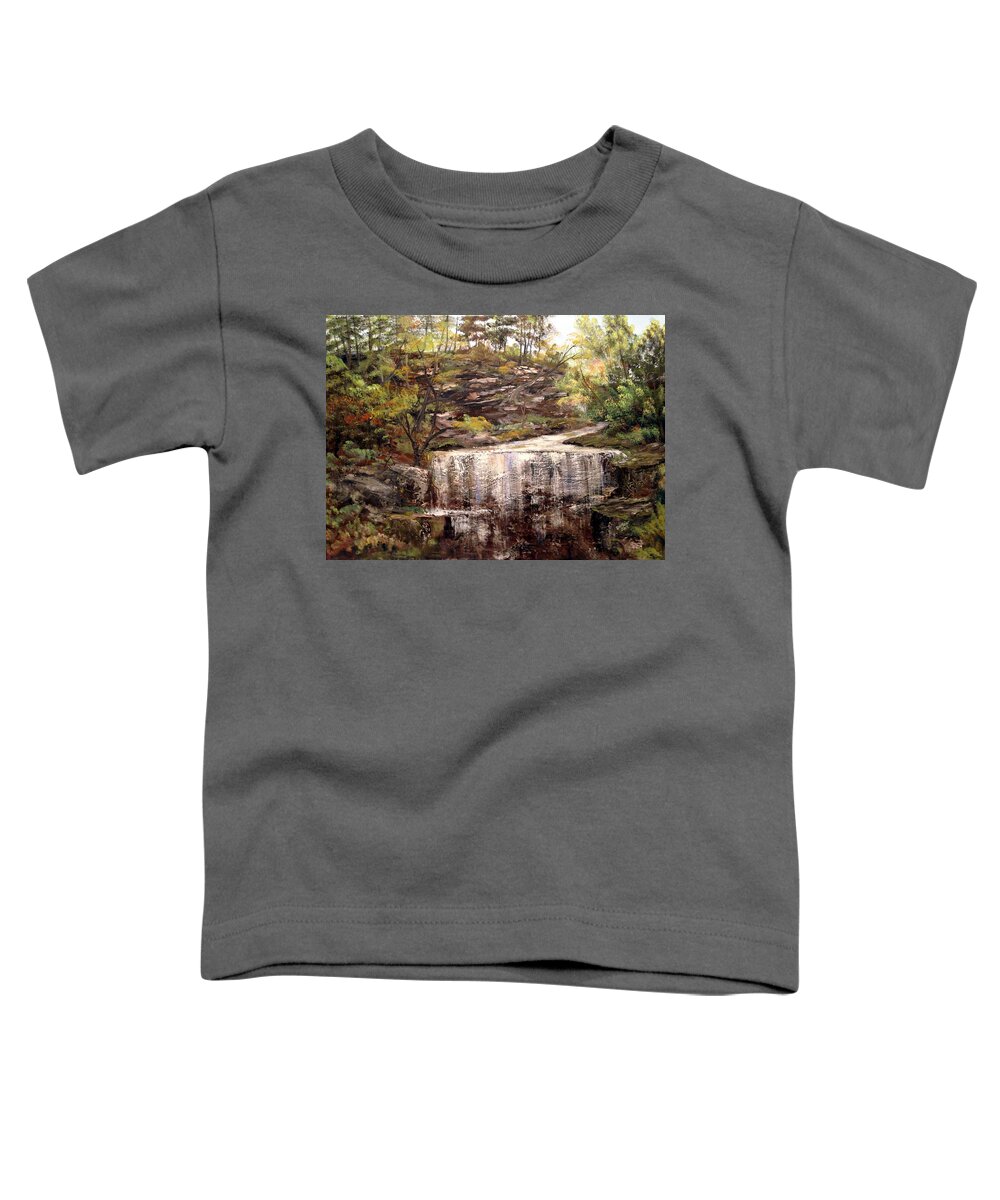 Waterfall Toddler T-Shirt featuring the painting Cool Waterfall by Dorothy Maier