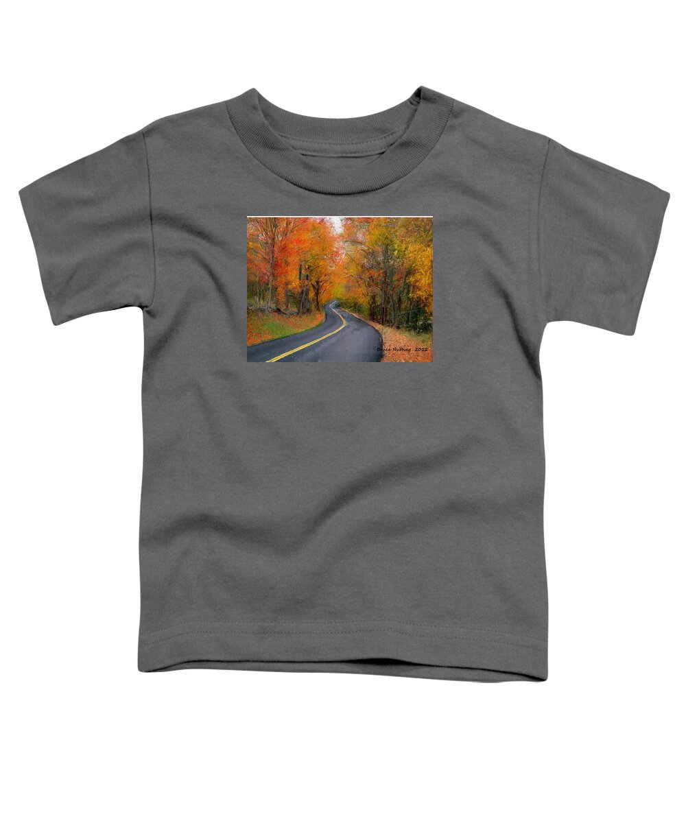 Country Road Toddler T-Shirt featuring the painting Country Road in Autumn by Bruce Nutting